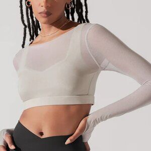 Popflex Coquette Long Sleeve Mesh Bra - Grey Pearl